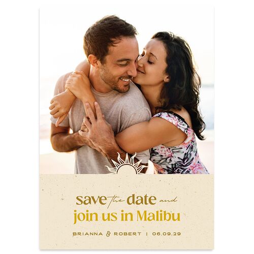 Beach Party Save The Date Cards Sand Signature smooth Blank No Standard