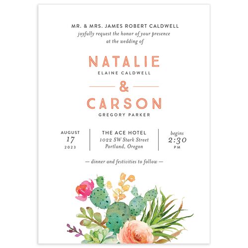 Painted Succulents Wedding Invitations - Green
