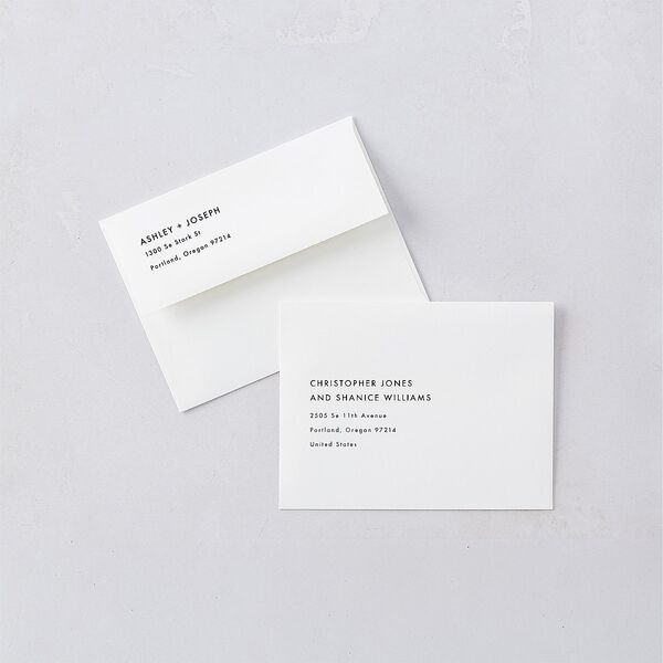 Modern Wave Save the Date Petite Card Envelopes White Standard Cream Both Recipient and Return Addresses Signature