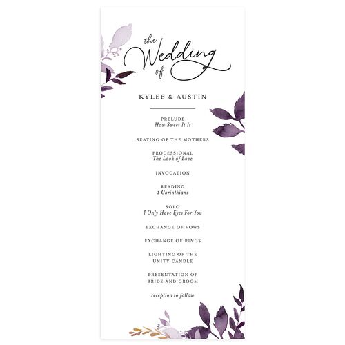 Leafy Frame Wedding Programs Plum Signature