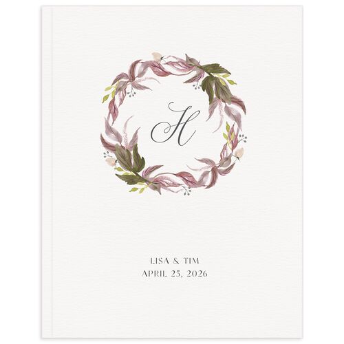 Leafy Wreath Wedding Guest Book Desert Rose
