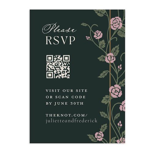 Sword and Roses Fantasy Garden Foil QR Code RSVP Cards Wave Signature Standard
