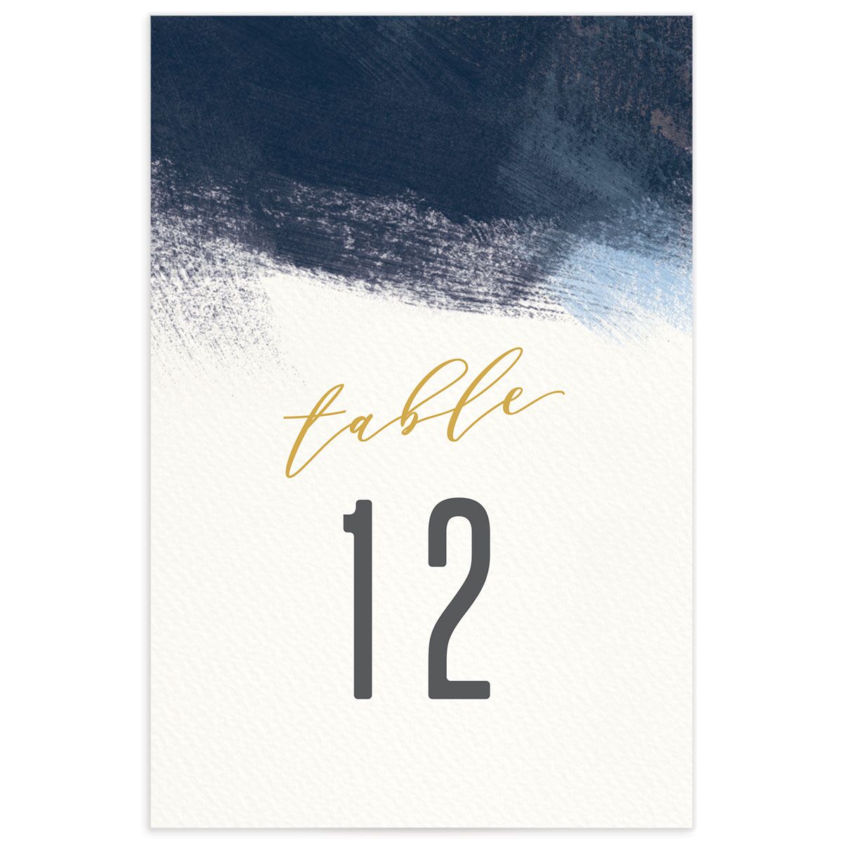 Modern Brushstroke Table Numbers Dark Navy Signature