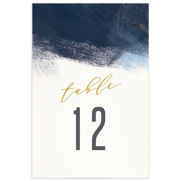 Modern Brushstroke Table Numbers Dark Navy Signature