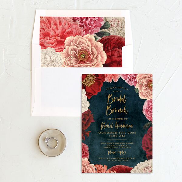 Midnight Peony Bridal Shower Invitations Moody Blue Signature