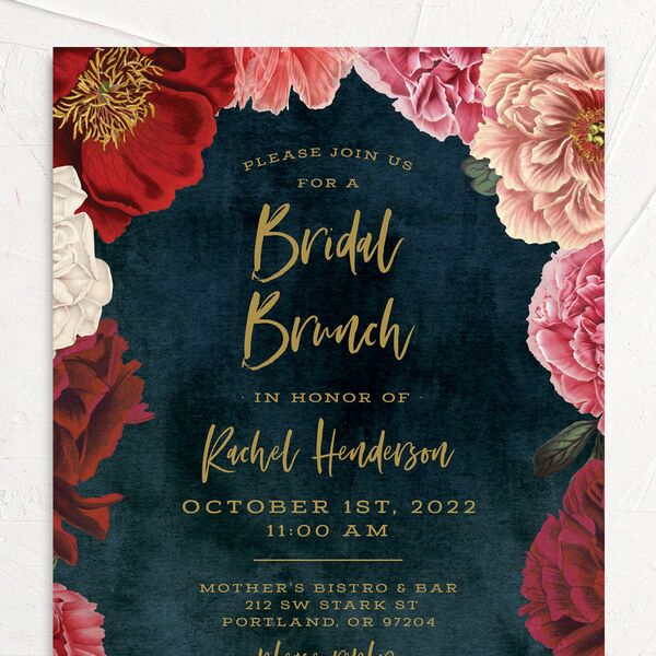 Midnight Peony Bridal Shower Invitations Moody Blue Signature