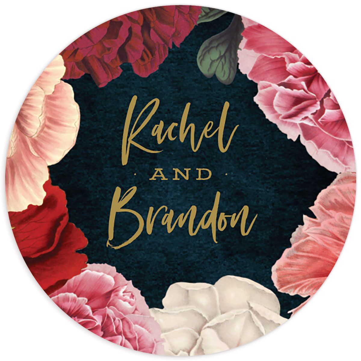 Midnight Peony Wedding Stickers Moody Blue