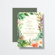 Elegant Oasis Save The Date Cards Ivory Signature smooth No