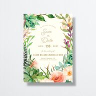 Elegant Oasis Save The Date Cards Ivory Signature smooth No