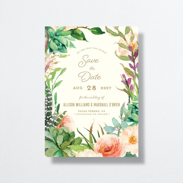 Elegant Oasis Save The Date Cards Ivory Signature smooth No
