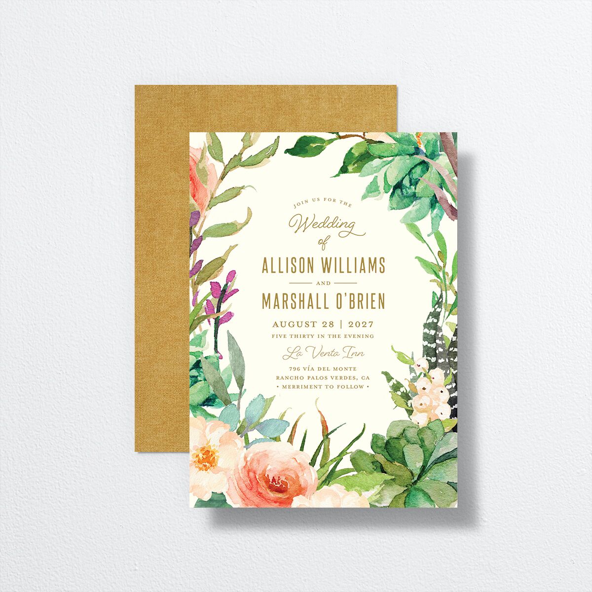 Elegant Oasis Wedding Invitations Ivory Signature No