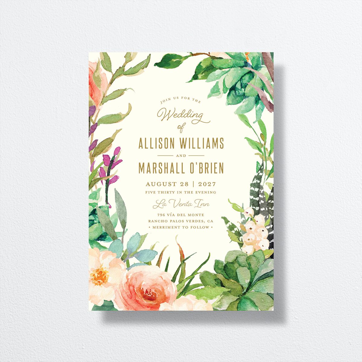 Elegant Oasis Wedding Invitations Ivory Signature No