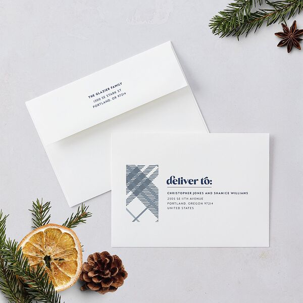 Happy Holiday Holiday Cards Moody Blue Signature Blank Landscape Standard