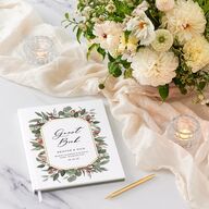 Eucalyptus Frame Wedding Guest Book Pure White