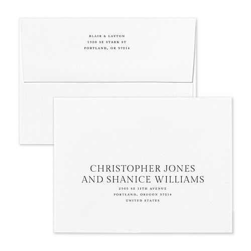 Elegant Photo Apex Thank You Card Envelopes White Linen Both Recipient and Return Addresses Signature Standard