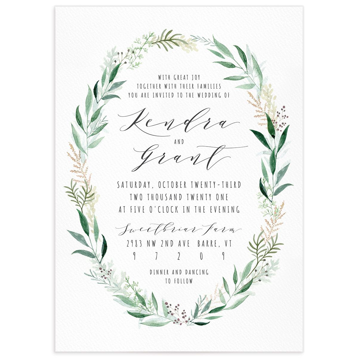 Rustic Wreath Wedding Invitations