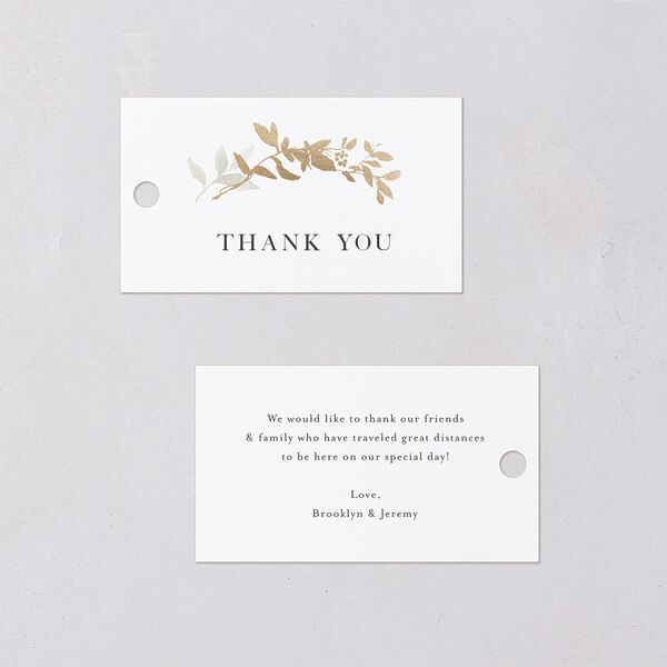 Shining Wreath Foil Favor Gift Tags Pure White Gold Signature