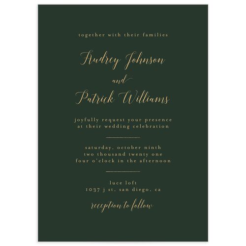 Marble and Gold Wedding Invitations - Green