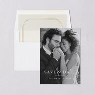 Simple Eucalyptus Save the Date Cards Linen Signature smooth Blank No Ticket