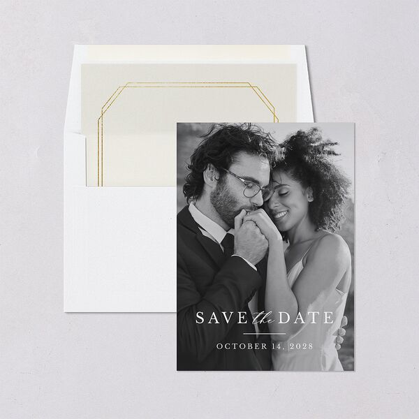 Simple Eucalyptus Save the Date Cards Linen Signature smooth Blank No Ticket