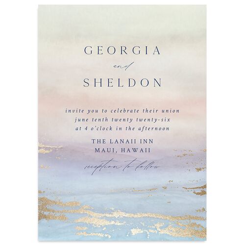 Ethereal Sunset Wedding Invitations Gold Ocean Signature Blank No Standard