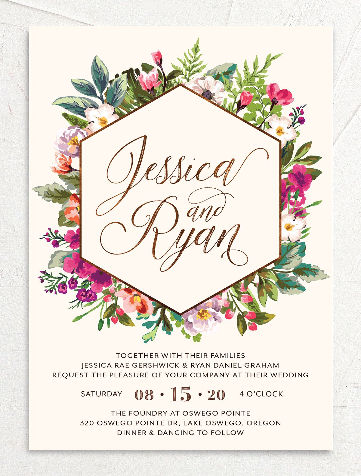 Bold Bouquet Wedding Invitations front
