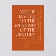 Wedding of the Century Wedding Invitations Burnt Orange Signature Blank No Standard