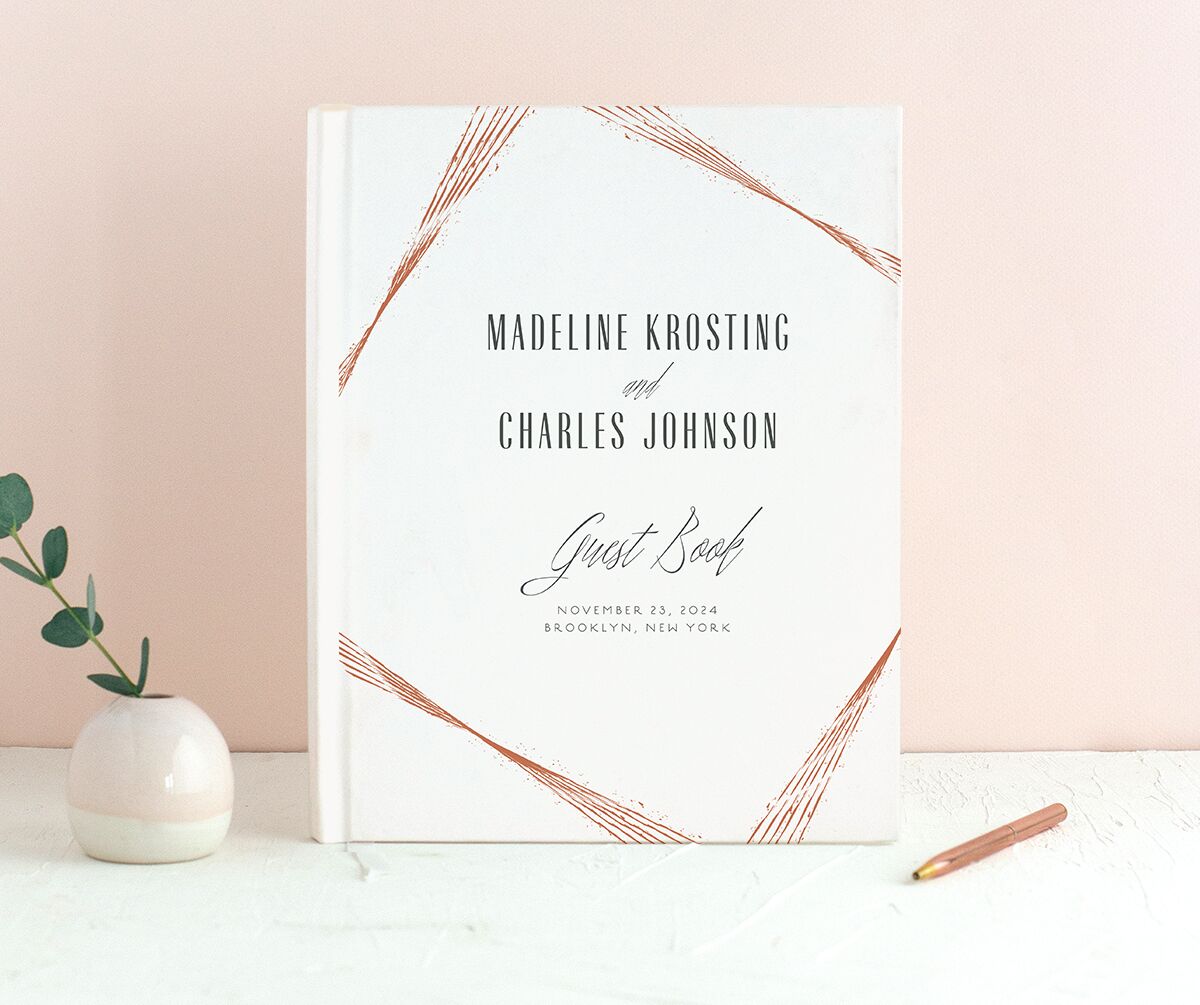 Elegant Industrial Wedding Guest Book front in White