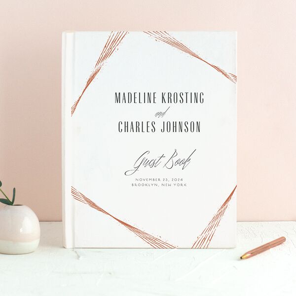 Elegant Industrial Wedding Guest Book Pure White
