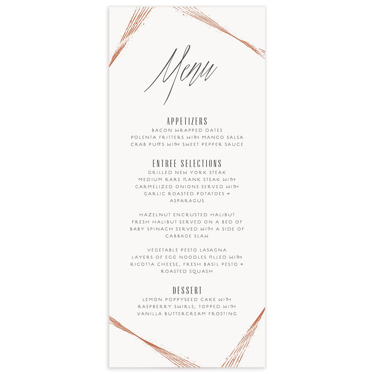 Elegant Industrial Menus