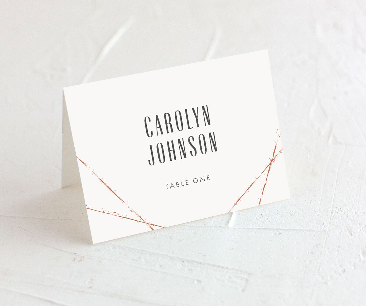 Elegant Industrial Place Cards front in white