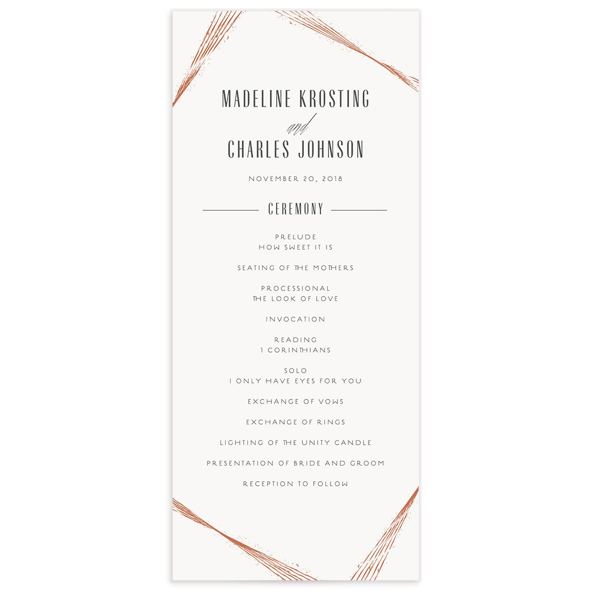 Elegant Industrial Wedding Programs Pure White Signature