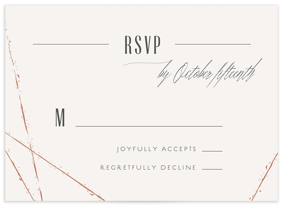 Elegant Industrial Wedding Response Cards front in white