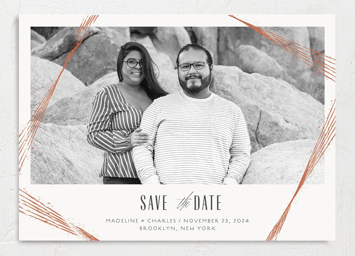 Elegant Industrial Save The Date Cards front