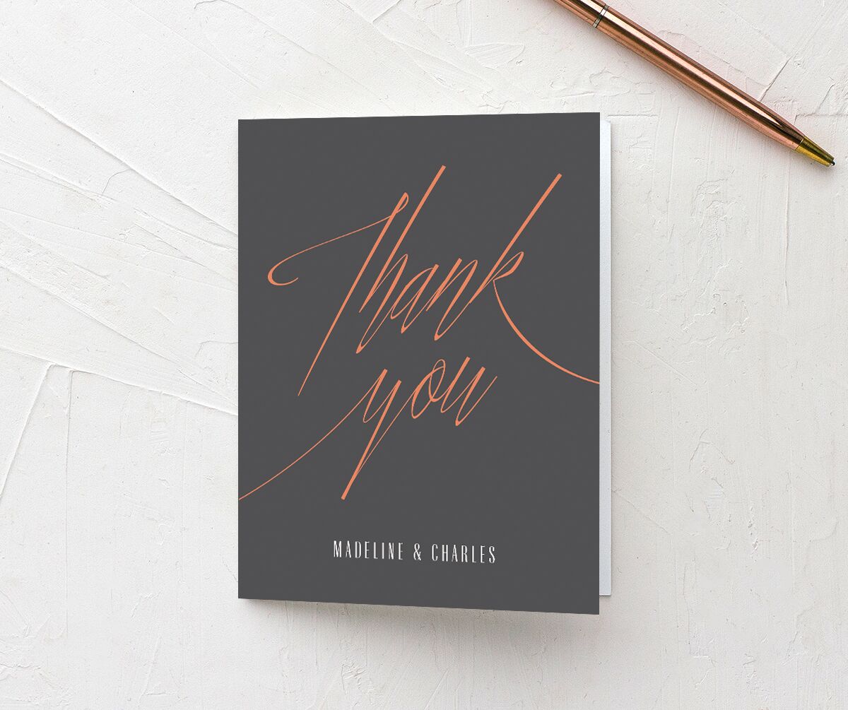 Elegant Industrial Thank You Cards front in white