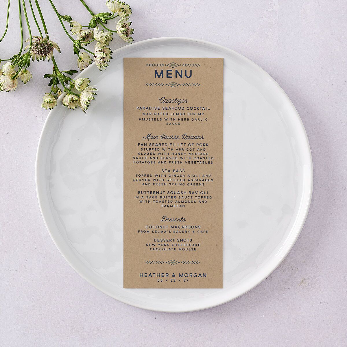 Vintage Mountain Menus Dusty Blue Signature