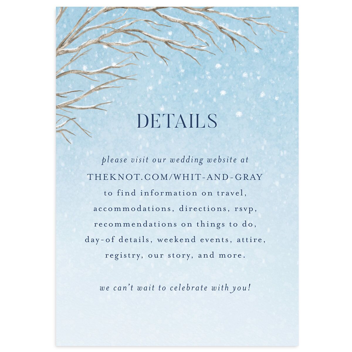 Snowflake Branches Wedding Enclosure Cards