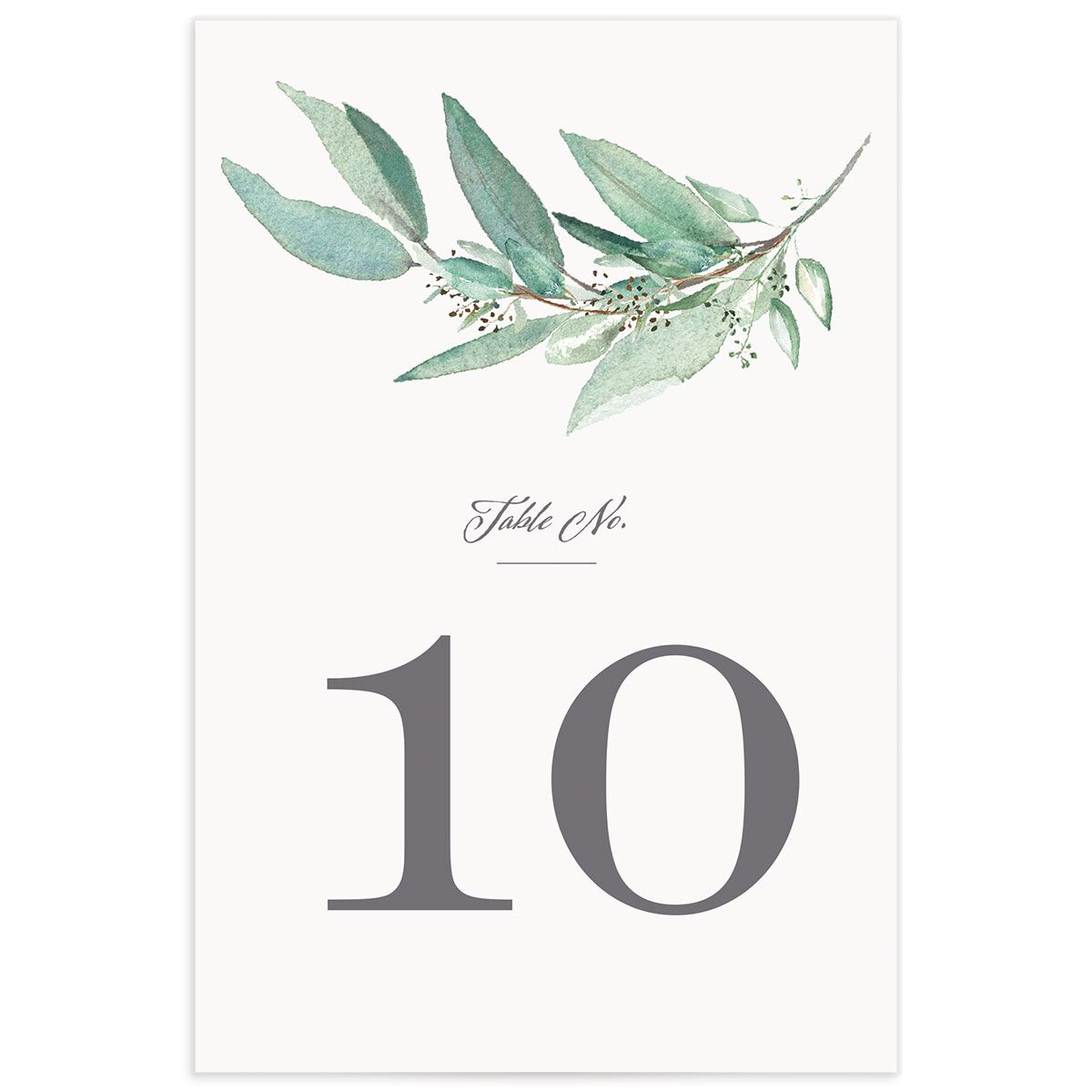 Painted Branch Table Numbers front in green