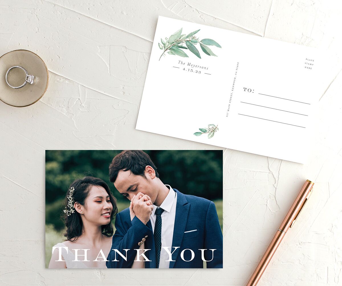 Painted Branch Thank You Postcards Jewel Green