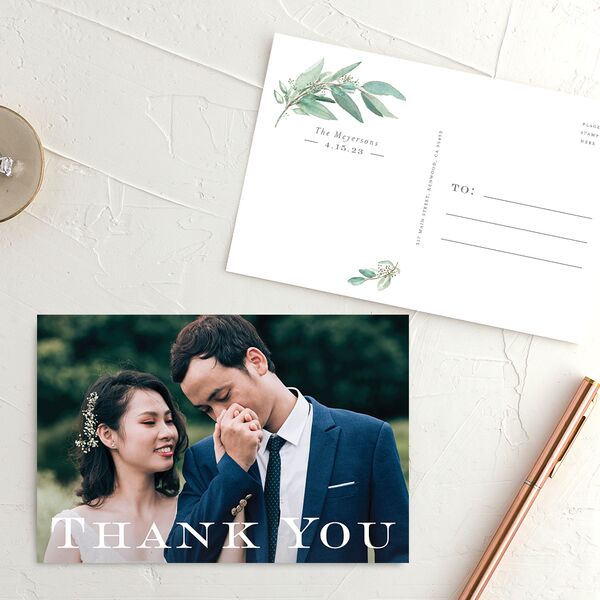 Painted Branch Thank You Postcards Jewel Green