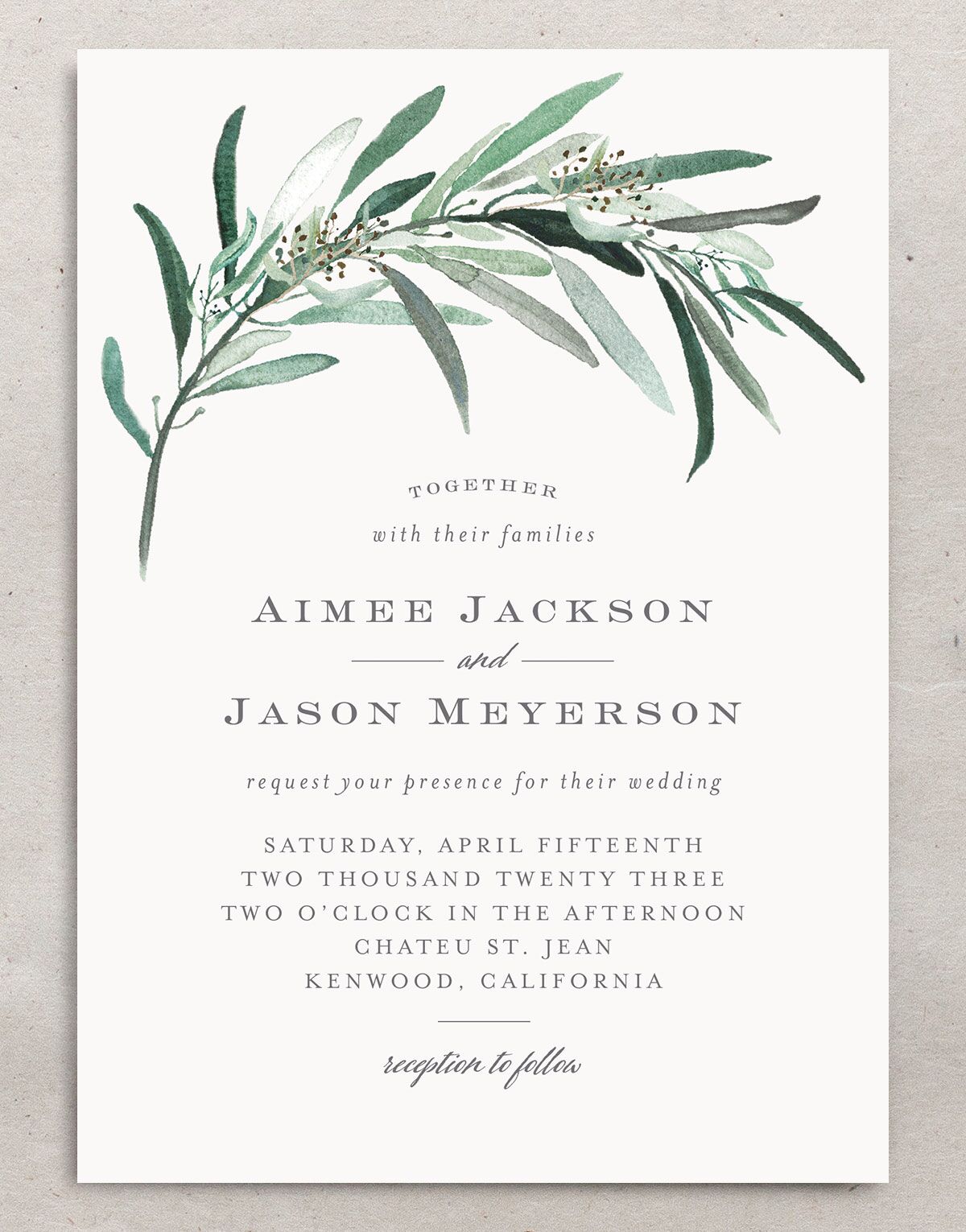 Painted Branch Wedding Invitations front