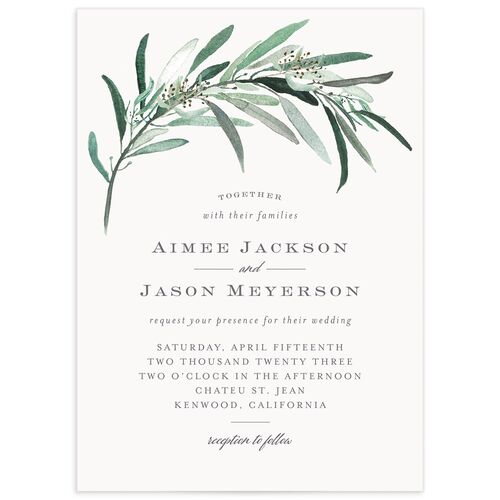 Painted Branch Wedding Invitations - Green