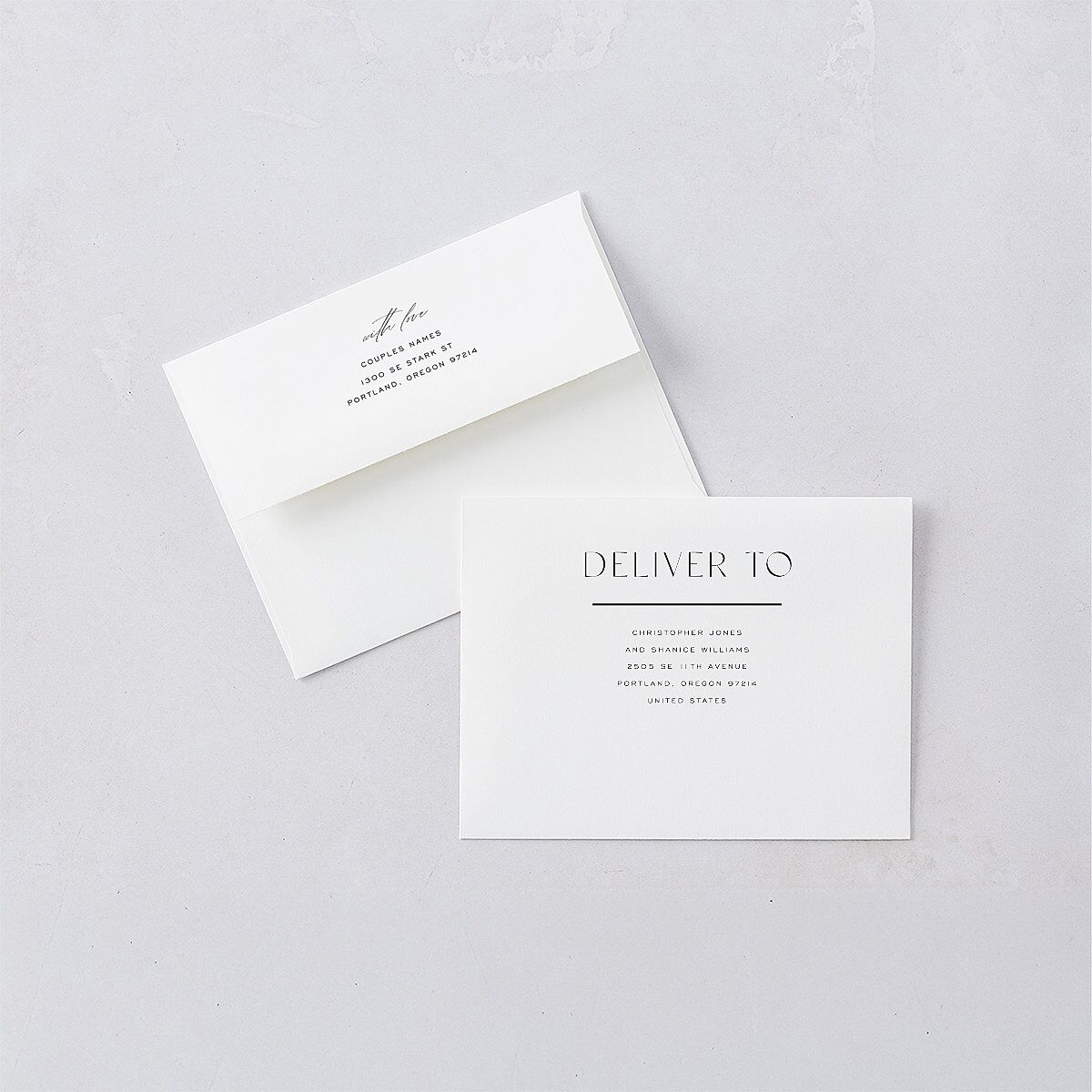 Just Us Thank You Card Envelopes White Standard Pure White Both Recipient and Return Addresses Signature