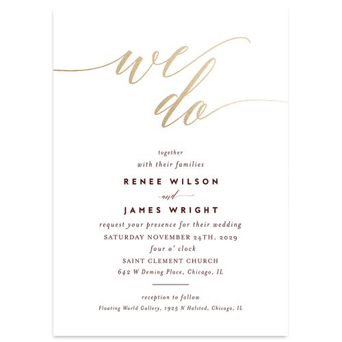 We Do Foil Wedding Invitations Gold Maroon Signature Blank No Standard