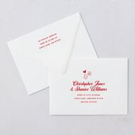 Hand Drawn Las Vegas Hearts Wedding Invitation Euro Envelopes White Crimson Both Recipient and Return Addresses Luxe Signature