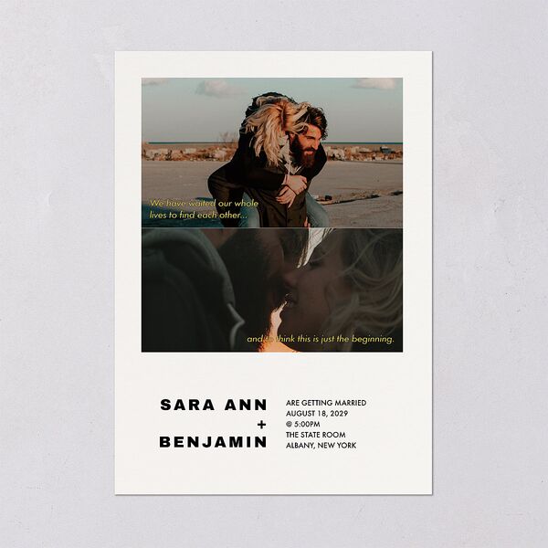 Cinematic Love Story Wedding Invitations Pure White Signature Blank No Standard