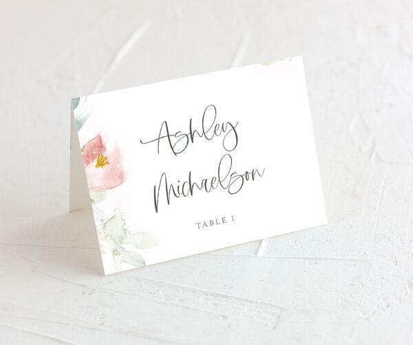 Romantic Watercolor Place Cards front in Pink