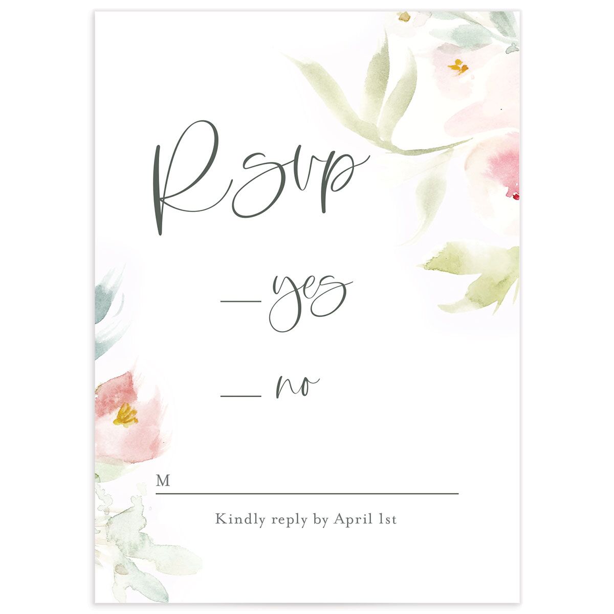 Romantic Watercolor Wedding Response Cards front