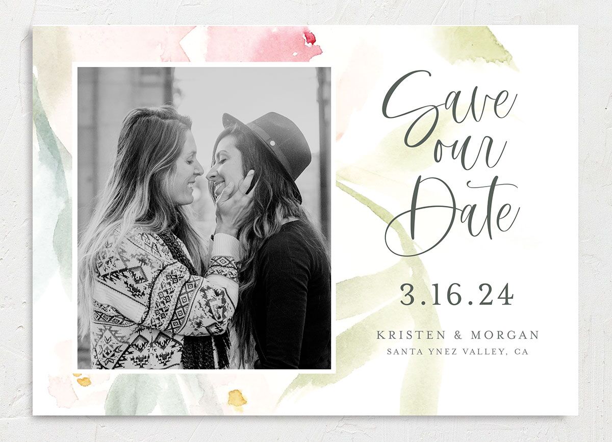 Romantic Watercolor Save The Date Cards front