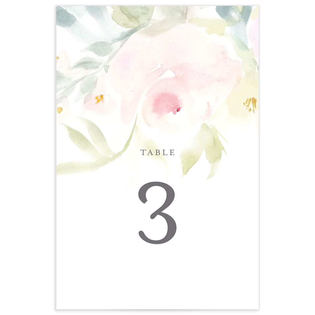 Romantic Watercolor Table Numbers front
